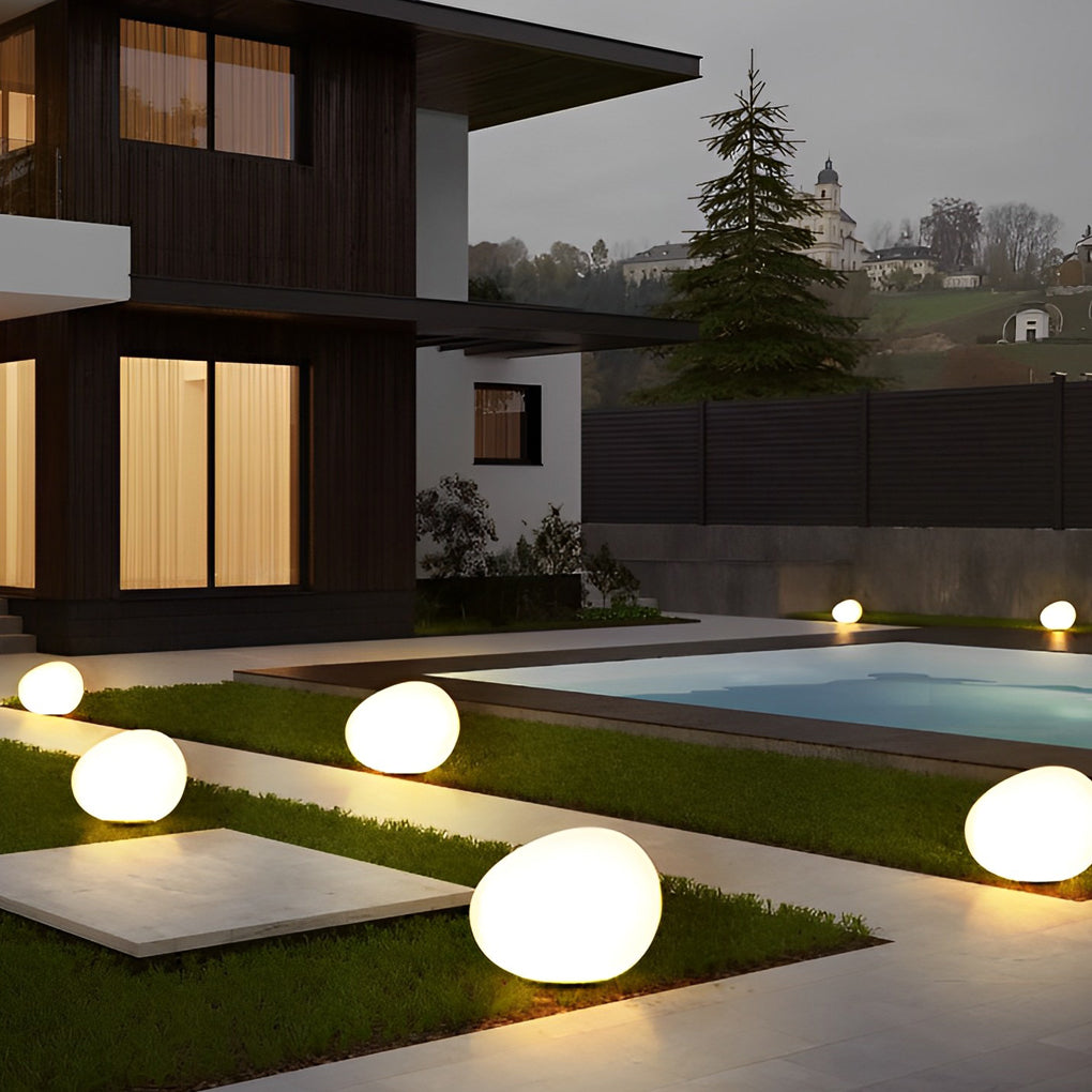 Adjustable Cobblestone Outdoor Landscape Lamp — PE, Hardwired LED, 3-Color Dimming (3000K / 4500K / 6000K), E27