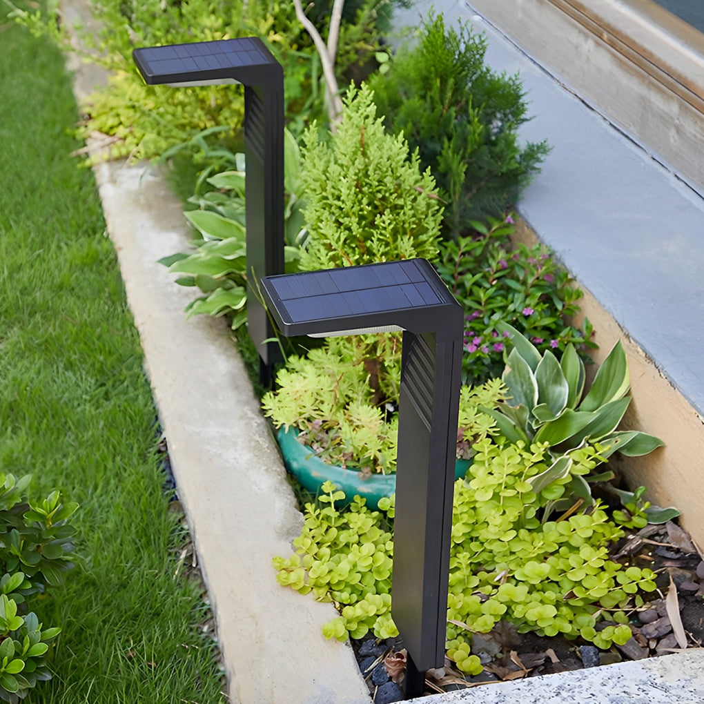 Modern Solar LED Bollard Path Light — ABS+PC, Black, Dusk-to-Dawn Auto On/Off, IP64, 4V/2W, 6000K/3000K