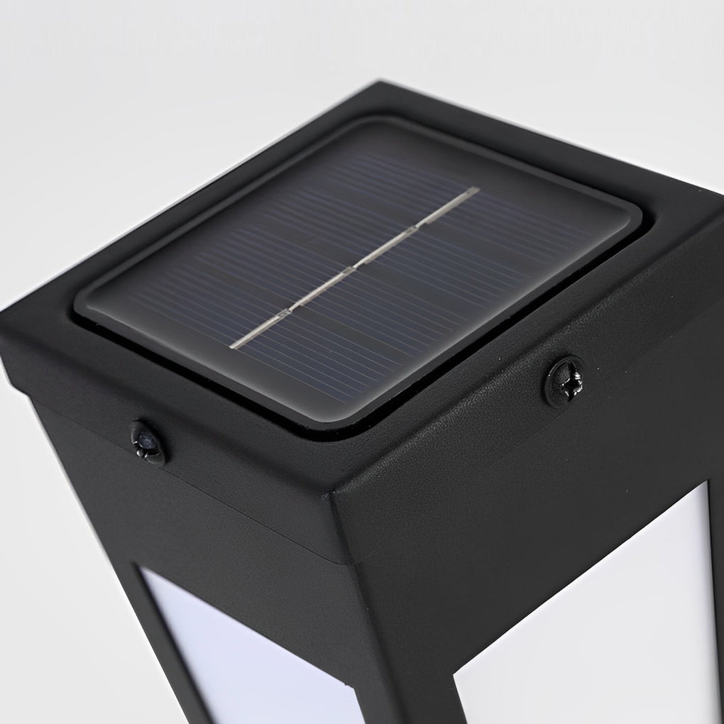 Modern Solar Outdoor Wall Sconce — Black Galvanized Steel, LED Warm White, IP65, 8–10 Hr Battery