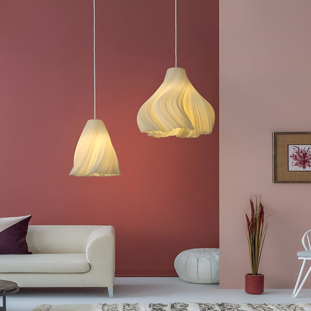 3D-Printed Resin Pendant Light — 16W, 3000K Warm White, Adjustable 78.7" Cord