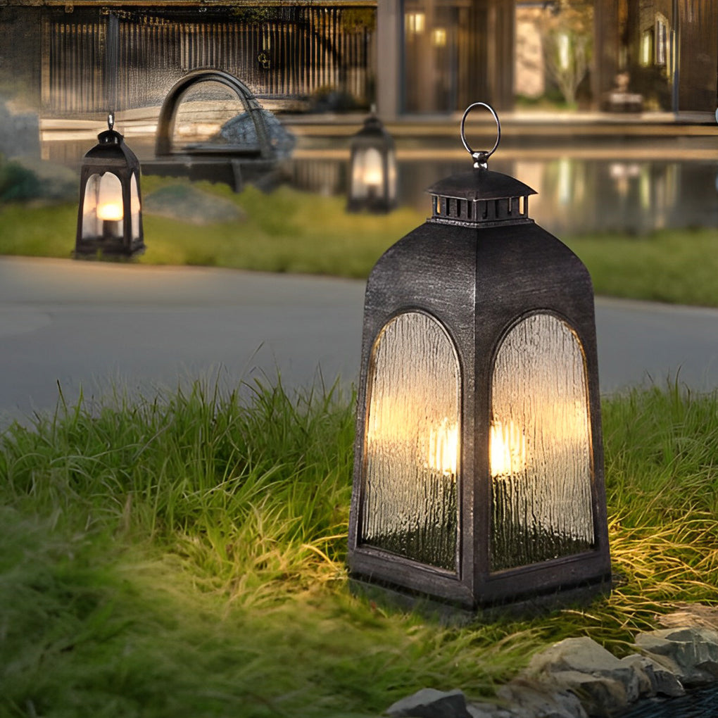 Portable Outdoor Floor Lantern — Stainless Steel, Frosted PC, LED 3000K, Retro Mid-Century Modern