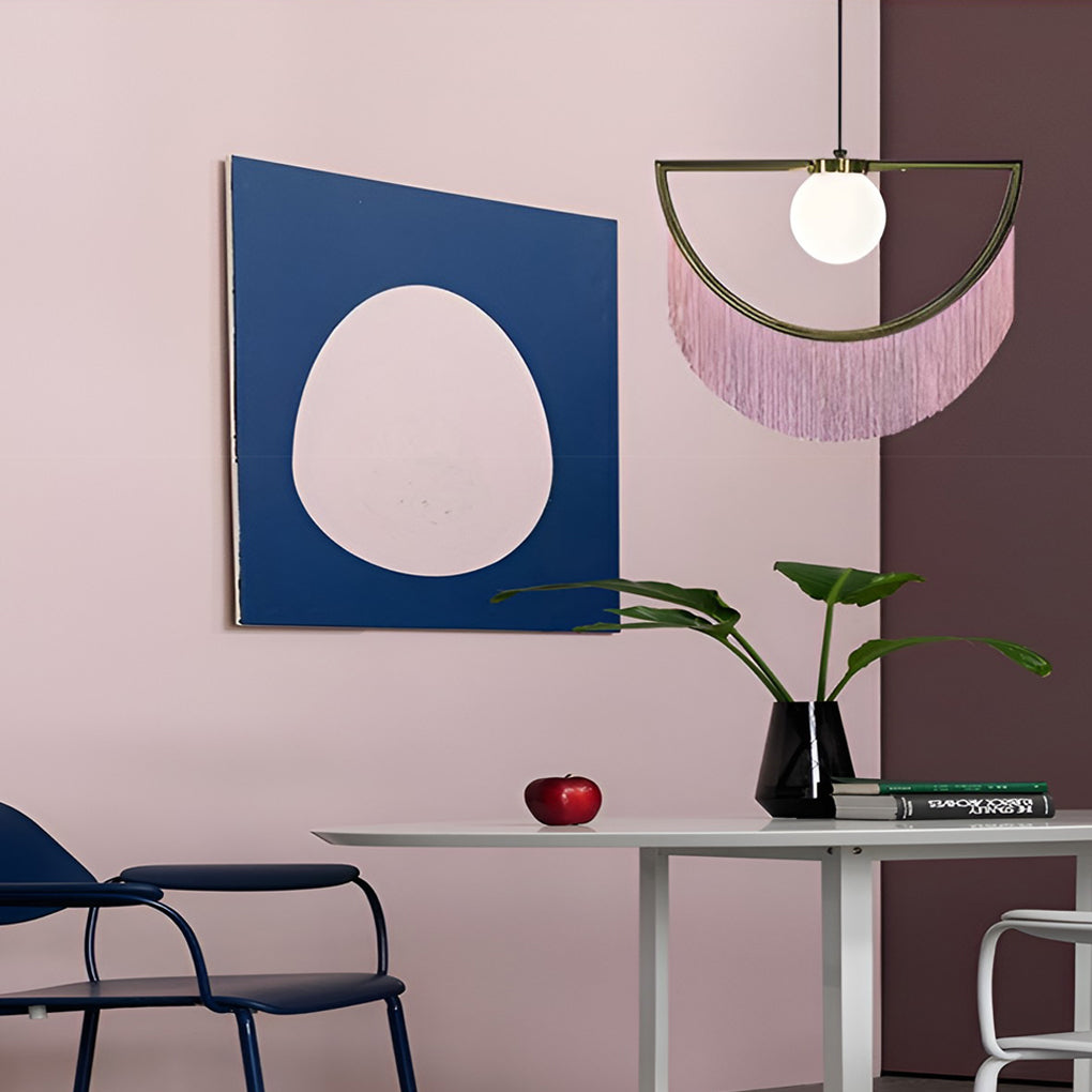 Pink Tassel Pendant Light — Acrylic & Hardware, E27, 15" Wide, 3000K / 6000K