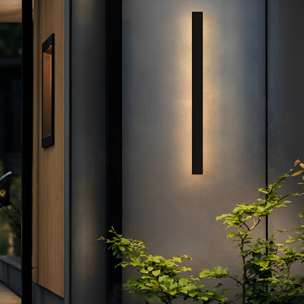 Minimalist Linear Solar Wall Sconce — Black Iron and Acrylic, LED, Waterproof, Remote Control, 3000K / 6000K, Multiple Lengths
