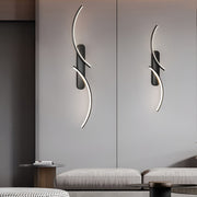 Modern S-Shaped Linear Wall Sconce — Iron and Silicone, LED, Three-Step Dimming (3000K/4500K/6000K), 8W–18W, Black / White / Gold