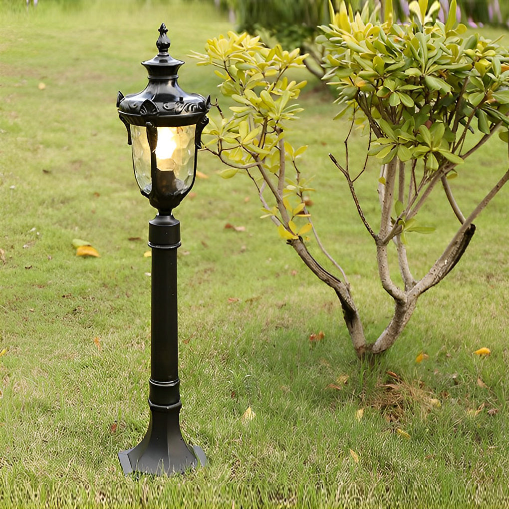 Industrial Outdoor Post Light — Die-Cast Aluminum and Glass, E27, 33" Height, Waterproof, Black / Bronze