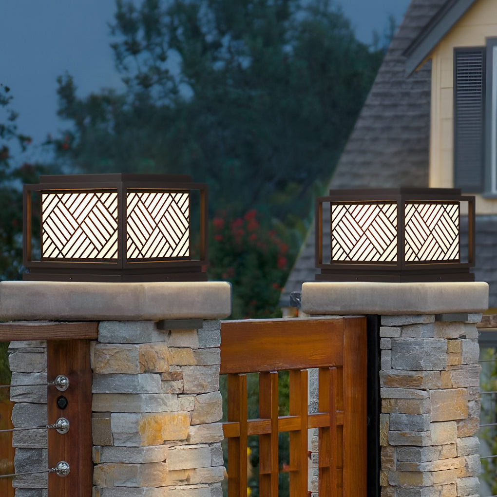 Modern Square Solar Post Cap Light — Galvanized Steel & Acrylic, 10W LED, Waterproof, Outdoor Pillars