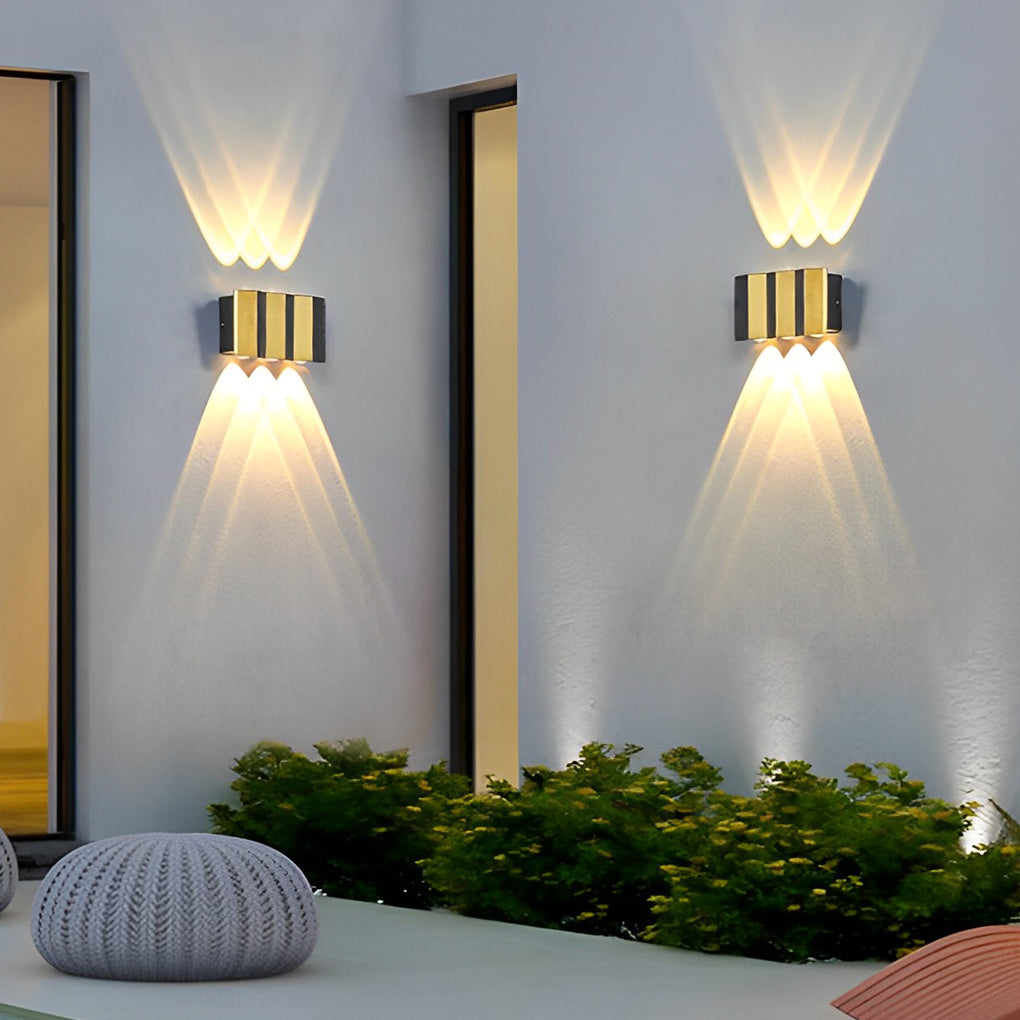 Bent Rectangle Up/Down Outdoor Wall Sconce — Aluminum, Black and Gold, LED 4W–10W, IP65