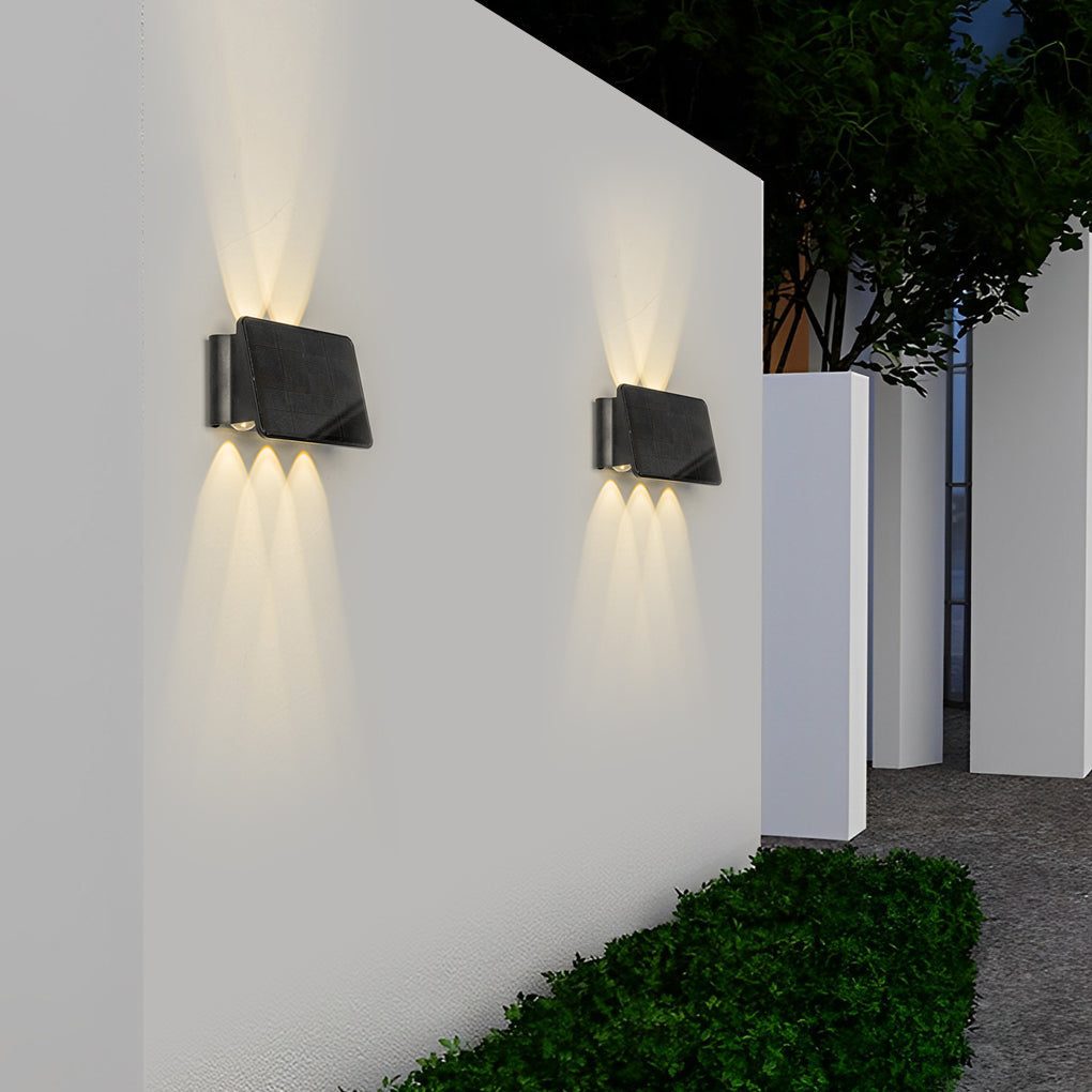 Modern Black Solar Up/Down Outdoor Wall Sconce — PVC & Acrylic, LED 3000K, IP54, 5W Panel