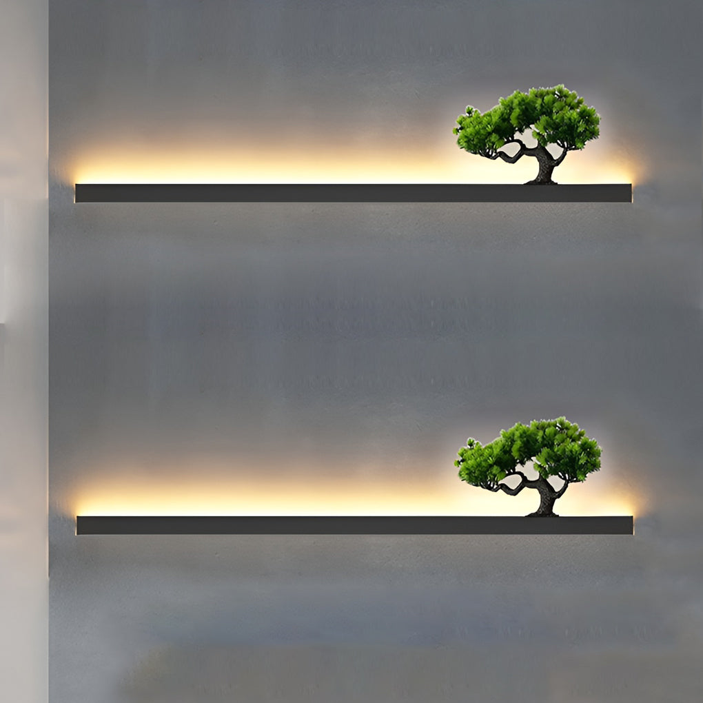 Simulated Plant Outdoor Wall Sconce — Black Steel & Acrylic, Dimmable, Waterproof, 24"–79"