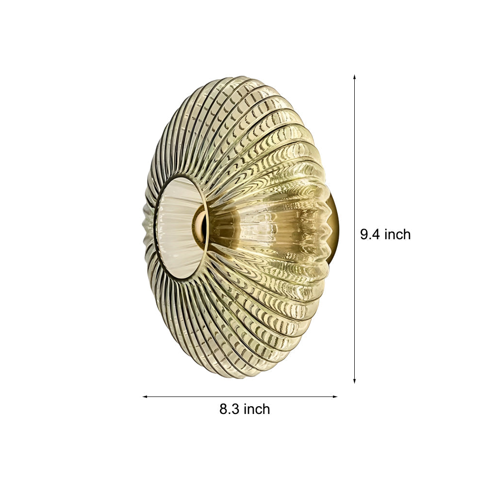 Round Striped Glass Wall Sconce — Iron and Glass, Postmodern, LED, 9.4" Diameter, 3000K Warm White