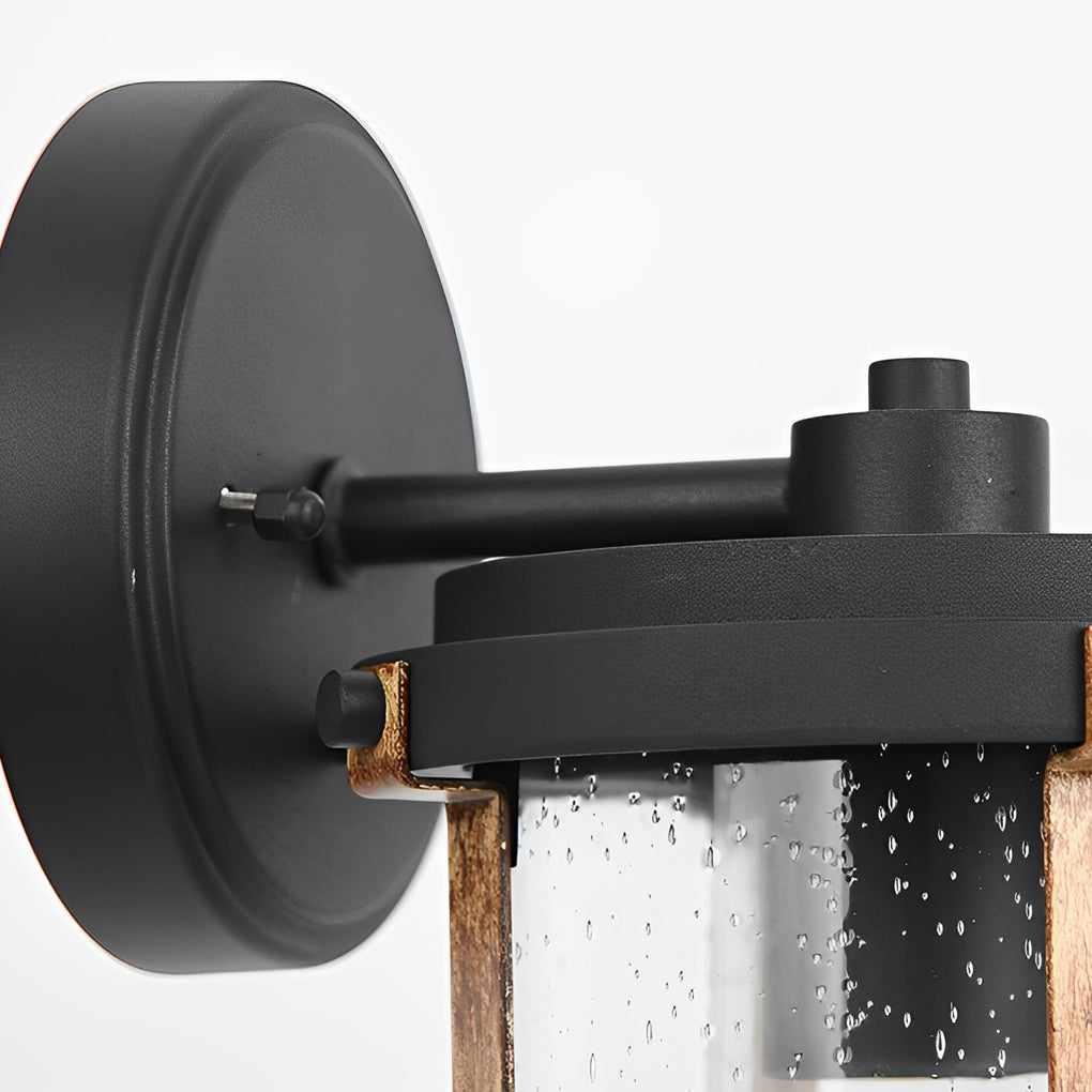 Vintage Industrial Outdoor Wall Sconce — Black Aluminum and Glass, E27, IP33 Waterproof, 6" × 12"
