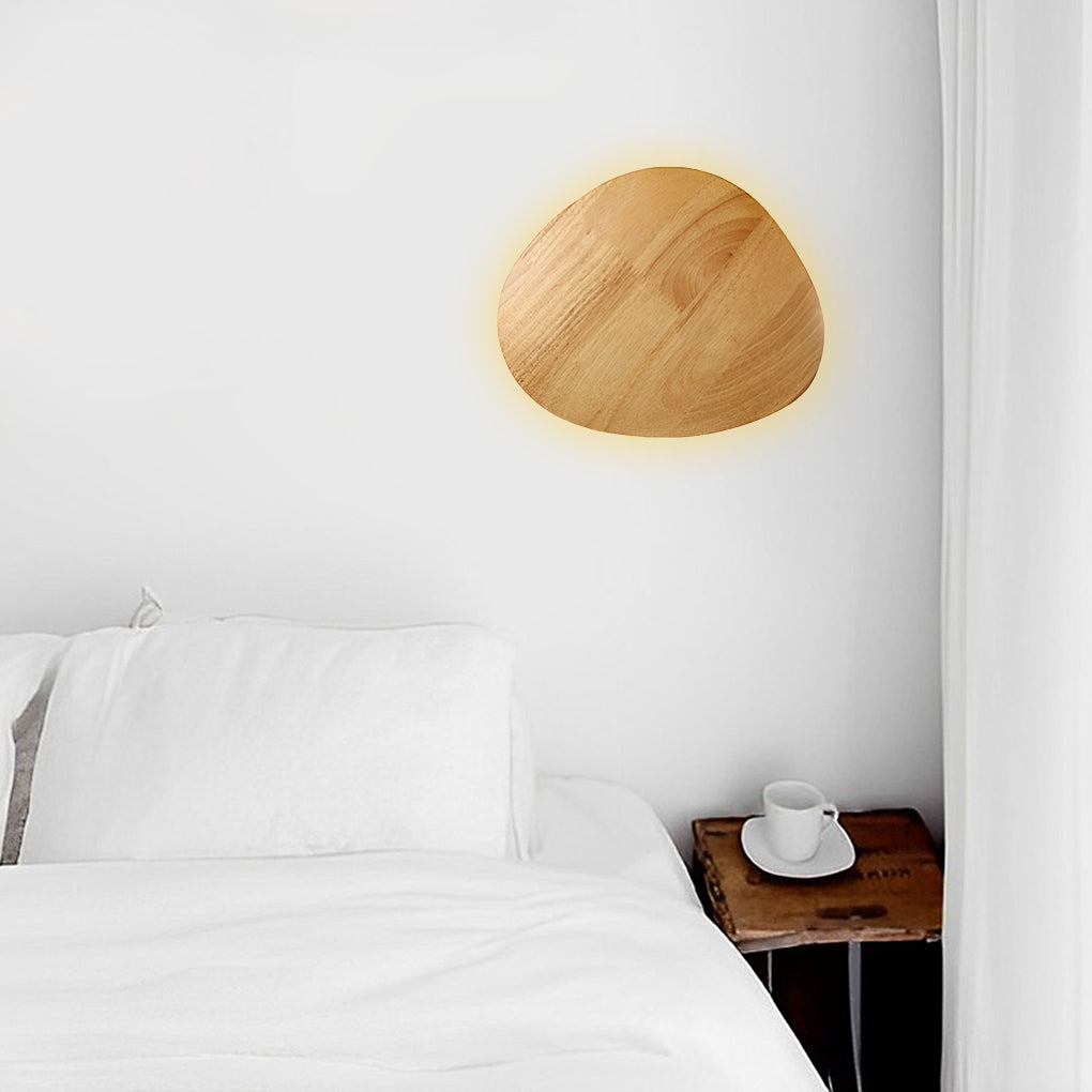 Round & Oval Wood LED Wall Sconce — Oak Wood, Warm White 3000K, Bedside