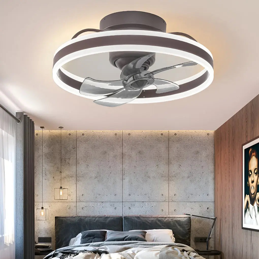 Modern Ceiling Fan Light with Round Design, Stepless Dimming, and 360° Rotation Luxe