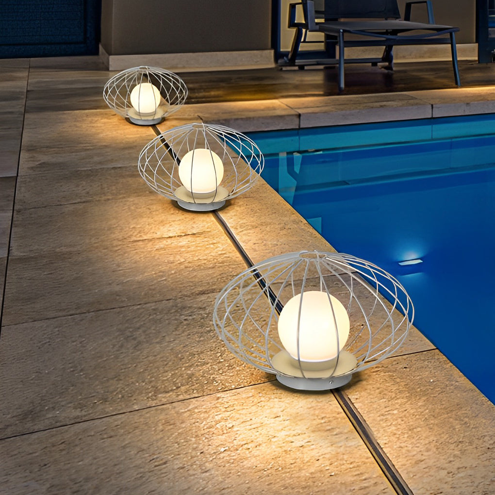 Mushroom Cage Outdoor Lawn Light — Galvanized Steel & Acrylic, 5W LED, IP65 Weatherproof, 3000K Warm White