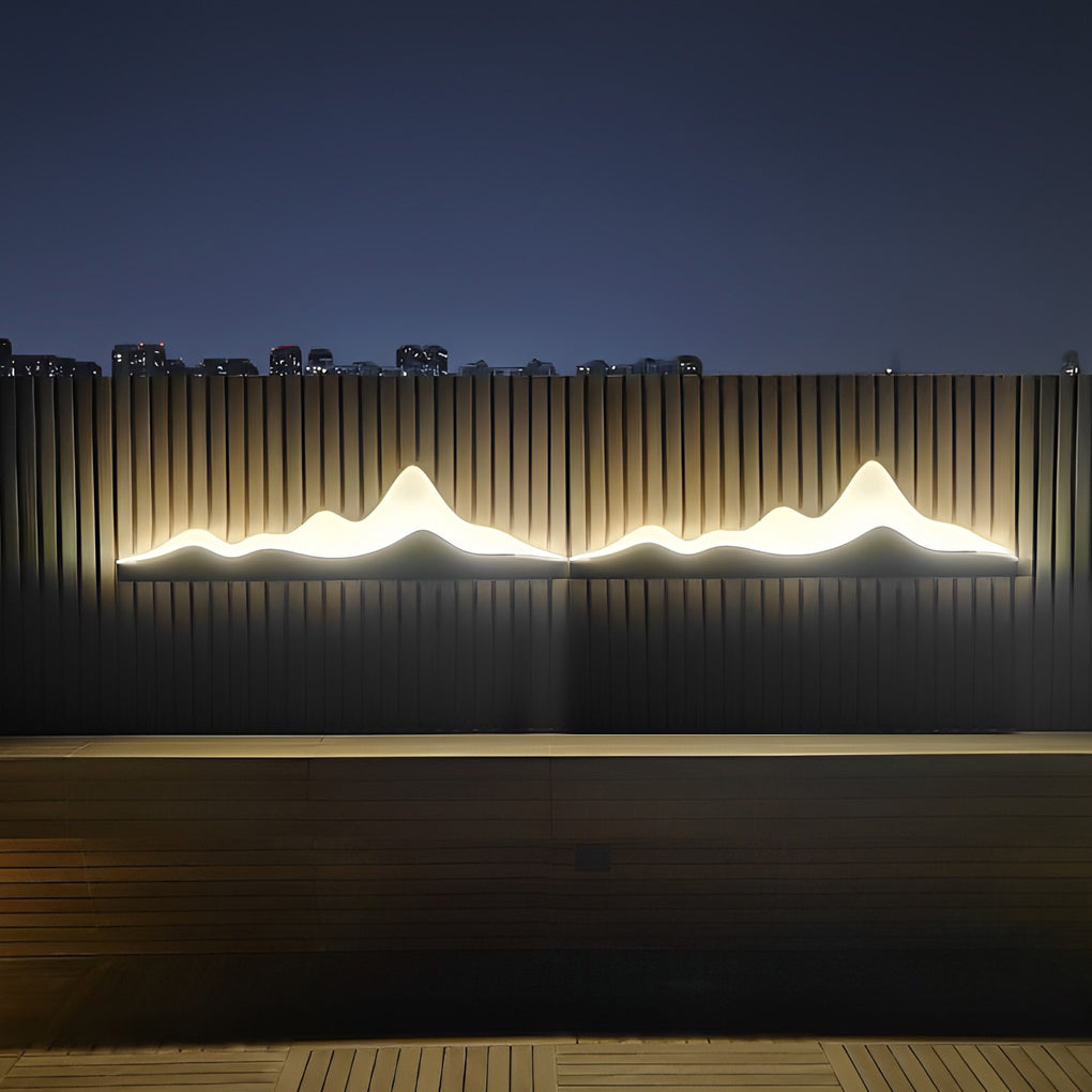 Mountain Scenery Outdoor Wall Sconce — Black Iron & Acrylic, LED 18W, IP65 Weatherproof, 24" or 47"