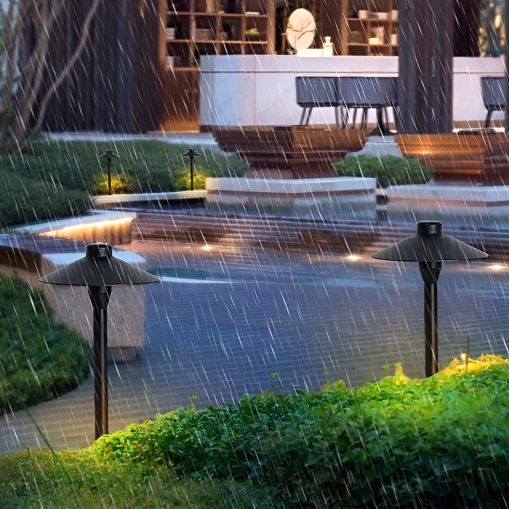 Mushroom Outdoor Path Light — Black Aluminum & Acrylic, LED 7W, 3000K, IP54, 8" Shade