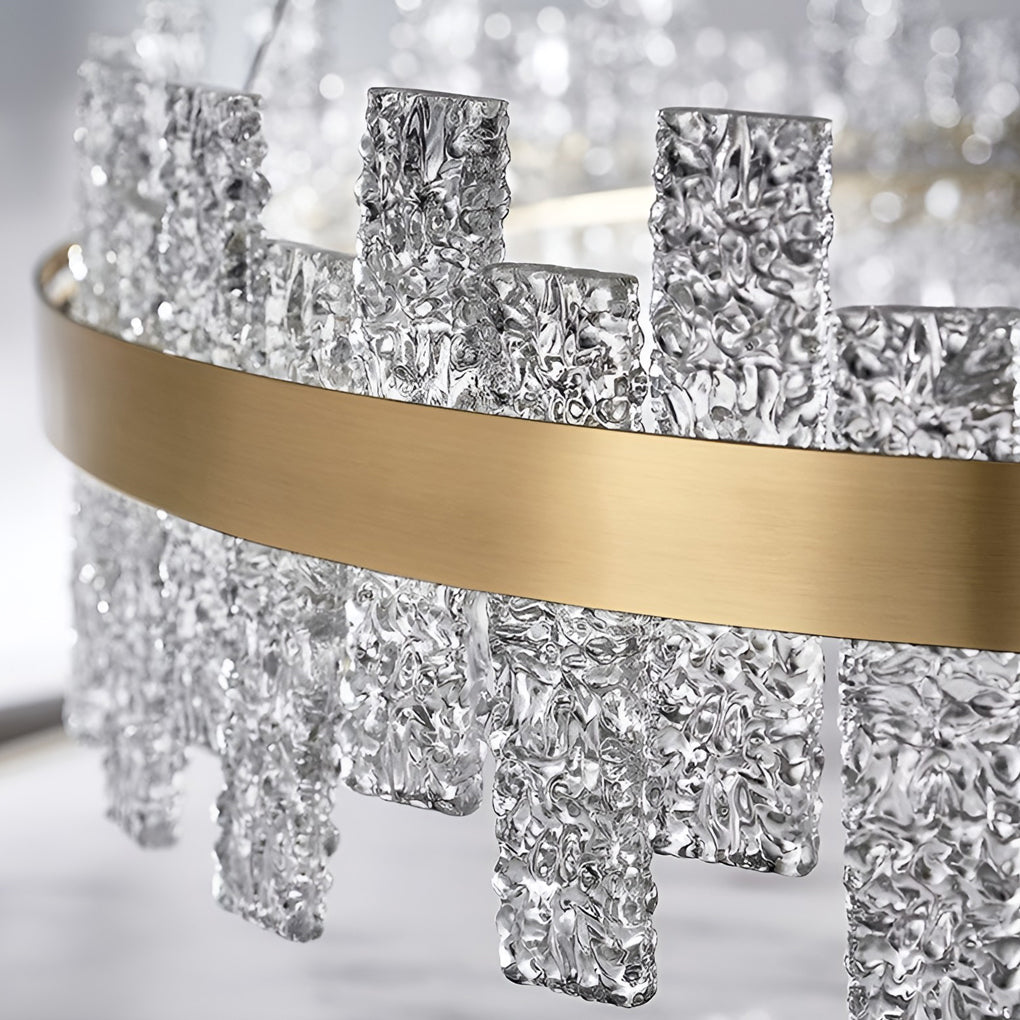 Round Crystal Chandelier — Gold Polished Metal and Glass, 3-Step Dimming, 48W–96W, 16"–31"
