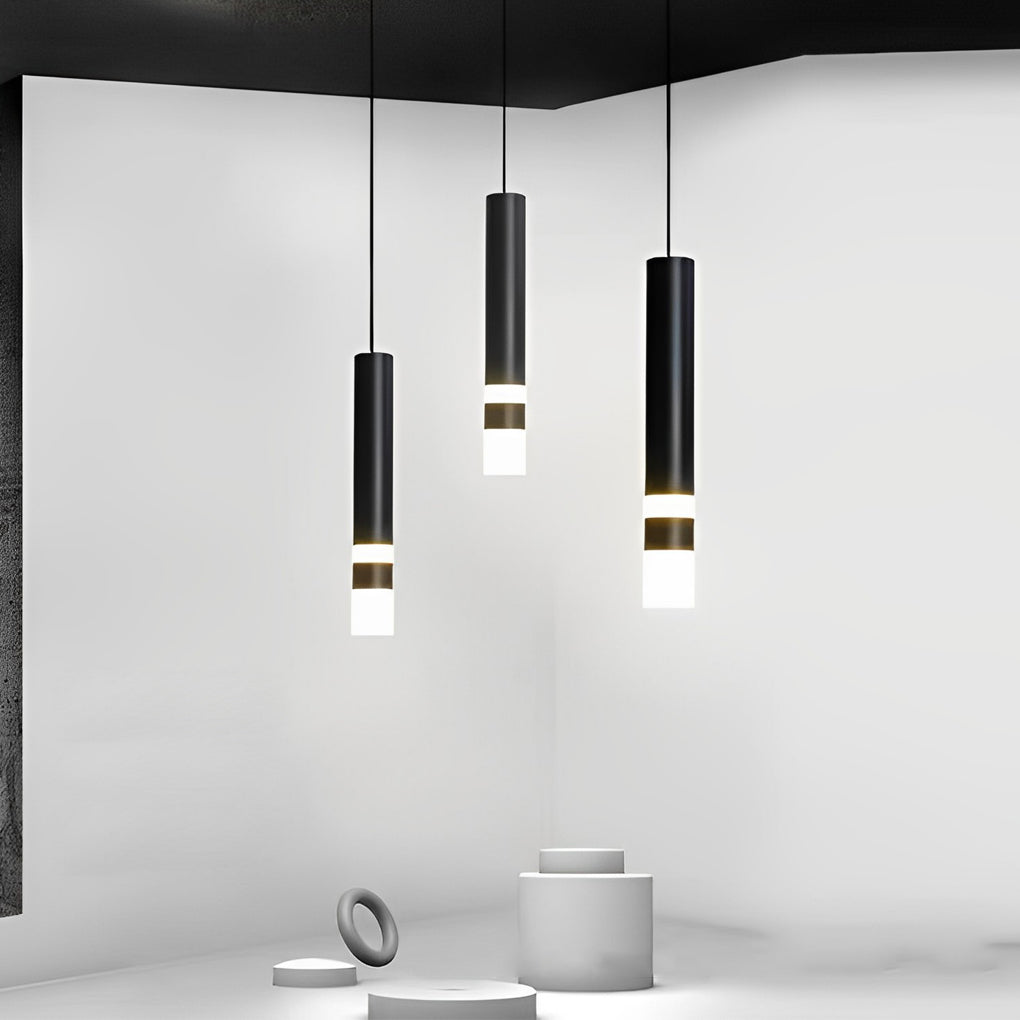 Minimalist Black LED Mini Pendant — Aluminum and Bubble Acrylic, Adjustable 78" Cord
