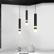 Minimalist Black LED Mini Pendant — Aluminum and Bubble Acrylic, Adjustable 78" Cord