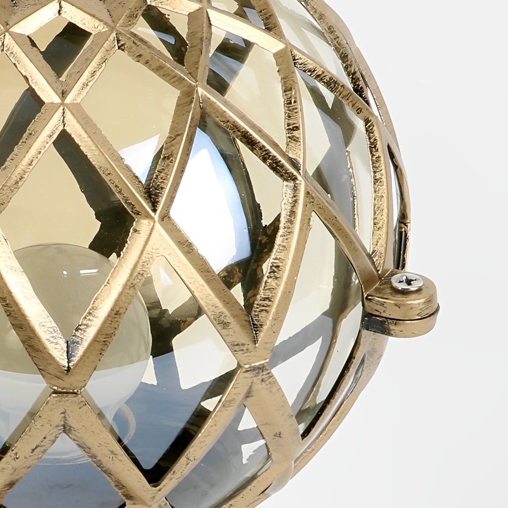 Round Ball Outdoor Fence Post Light — Aluminum and Glass, LED, IP54 Waterproof, Black or Bronze