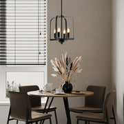Industrial Iron Cage Chandelier — Black Iron, 1-Light or 4-Light, Hardwired