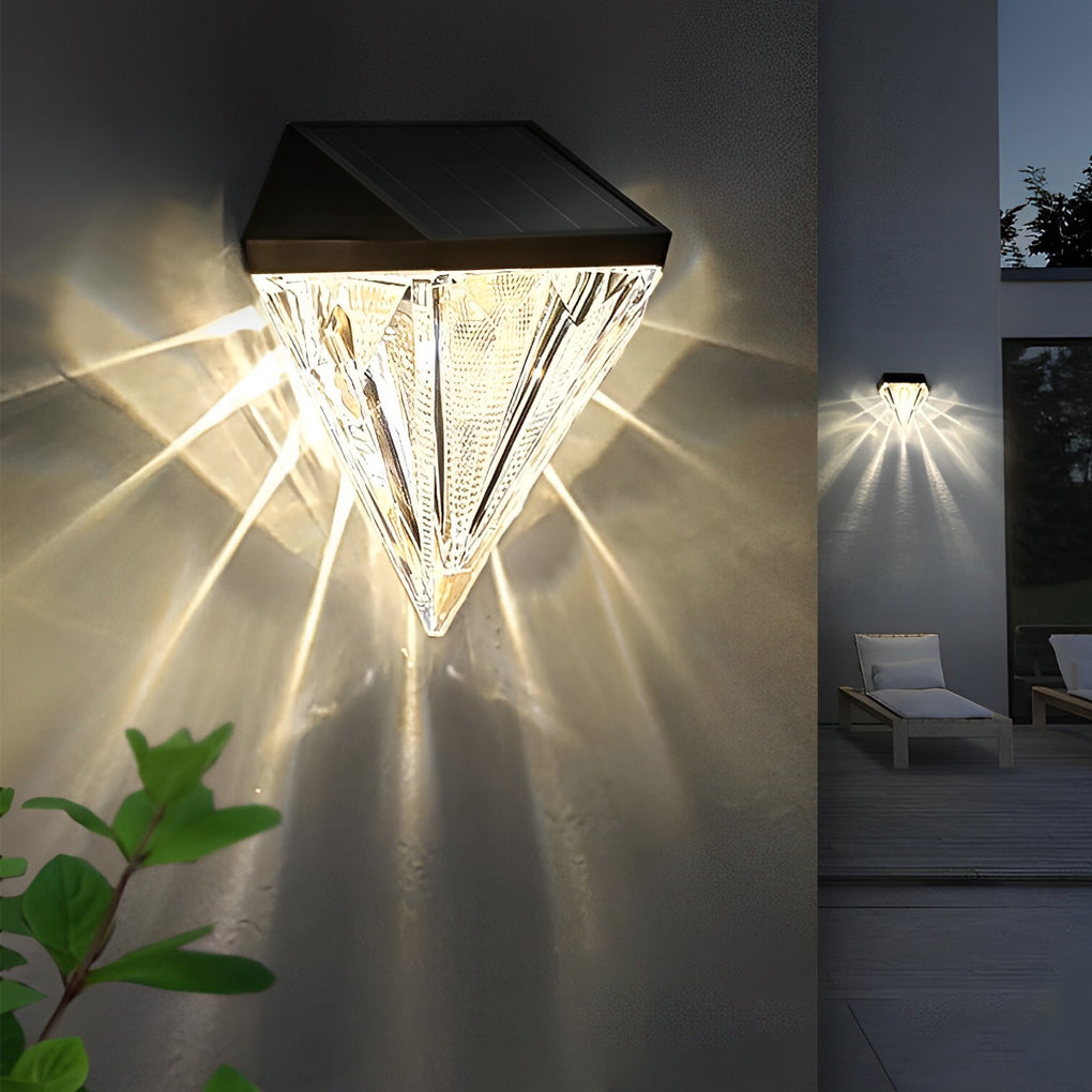 Black Solar Outdoor Wall Sconce, Set of 2 — ABS, LED, 3000K Warm White, IP Waterproof, Auto Dusk-to-Dawn