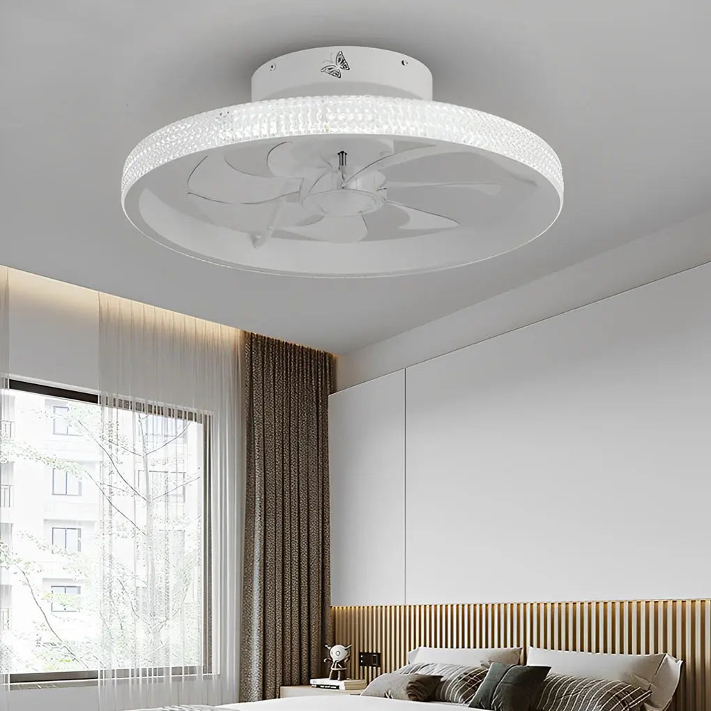 Modern Bladeless Ceiling Fan with Remote: Round Inverter, Mute, LED, and Dimmable Features Luxe