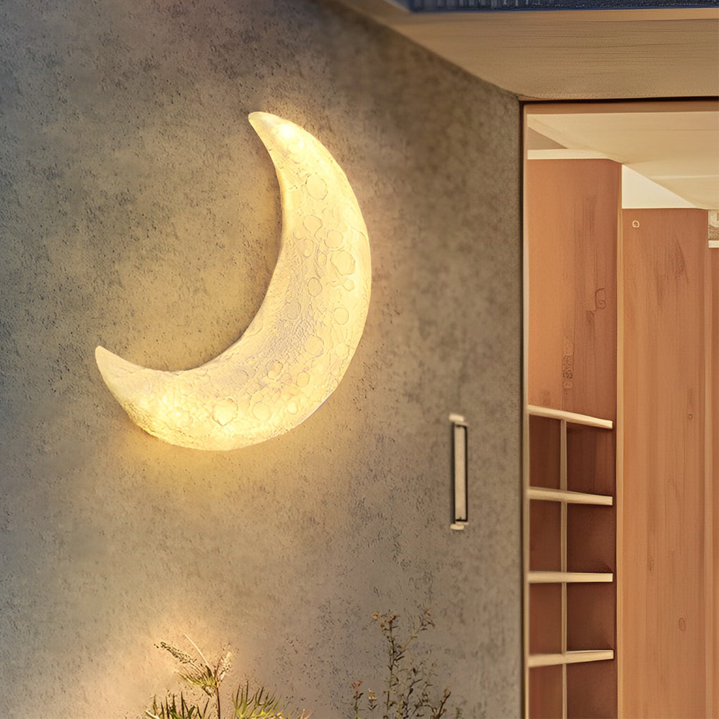 Moon Outdoor Wall Sconce — Resin, LED Warm White 3000K, Waterproof, 16" × 24"