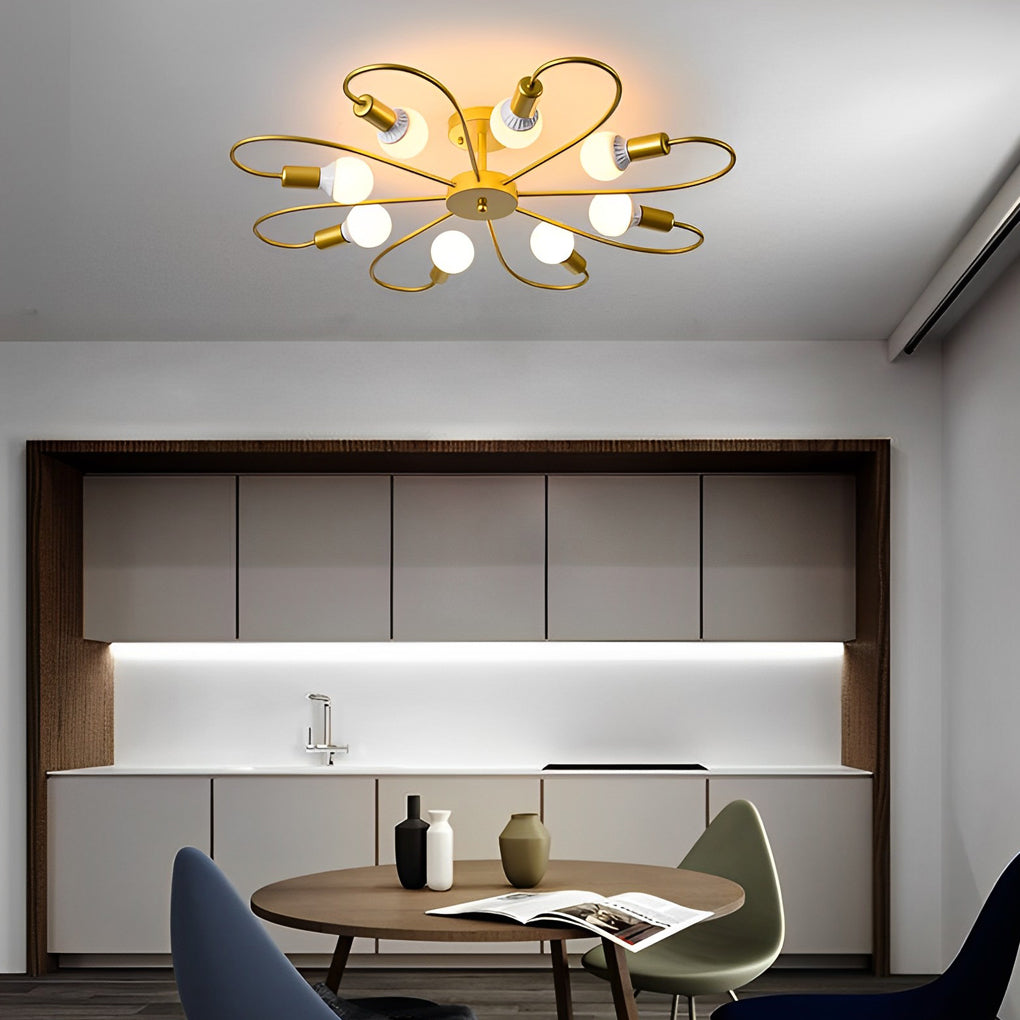 Nordic-Inspired Simple Iron Flower Ceiling Light Fixture for Bedroom