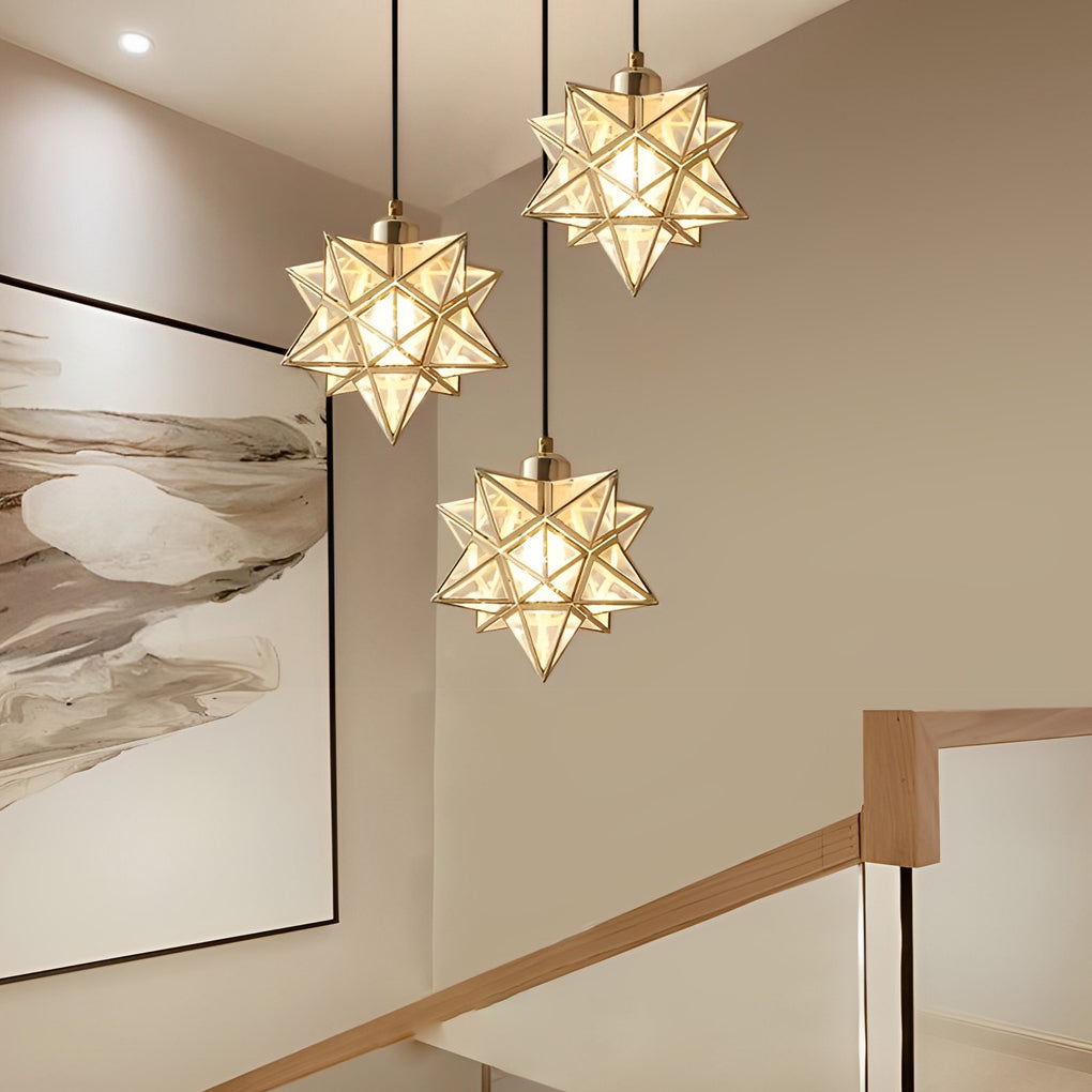 Five-Pointed Star Mini Pendant — Iron and PVC, E27, Three-Step Dimming (3000K/4500K/6000K), 7.9" Diameter