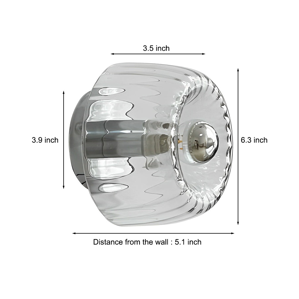 Jellyfish Round Glass Wall Sconce — Chrome or Gold Iron, 6.3" Diameter, 3000K Hardwired