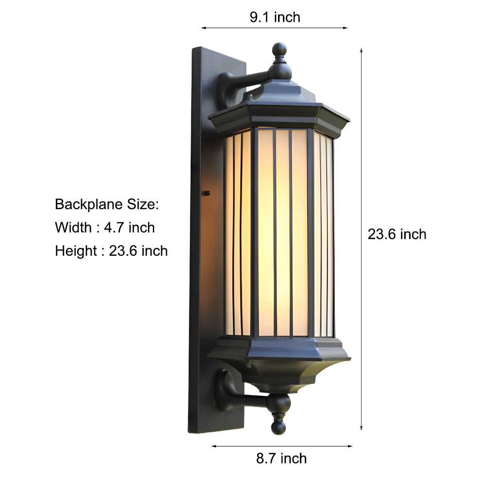 Modern Retro Outdoor Wall Sconce — Cast Aluminum, Black, Waterproof, 3000K Warm White, 8.7" × 23.6"