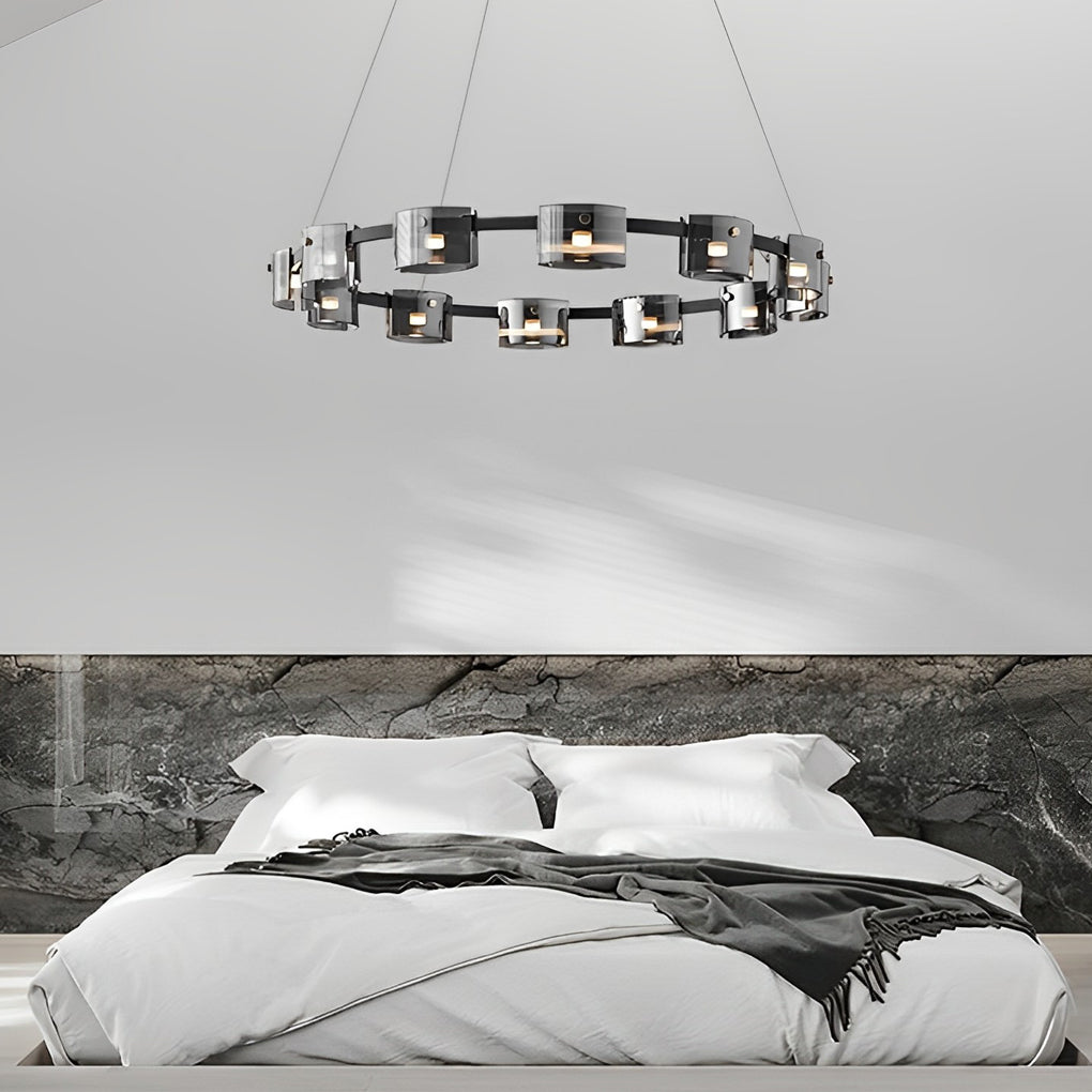 Circle Glass Modern Chandelier — Metal, Stepless Dimming LED, 3000K–6000K, 24" or 31", 67" Adjustable Cord