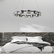 Circle Glass Modern Chandelier — Metal, Stepless Dimming LED, 3000K–6000K, 24" or 31", 67" Adjustable Cord