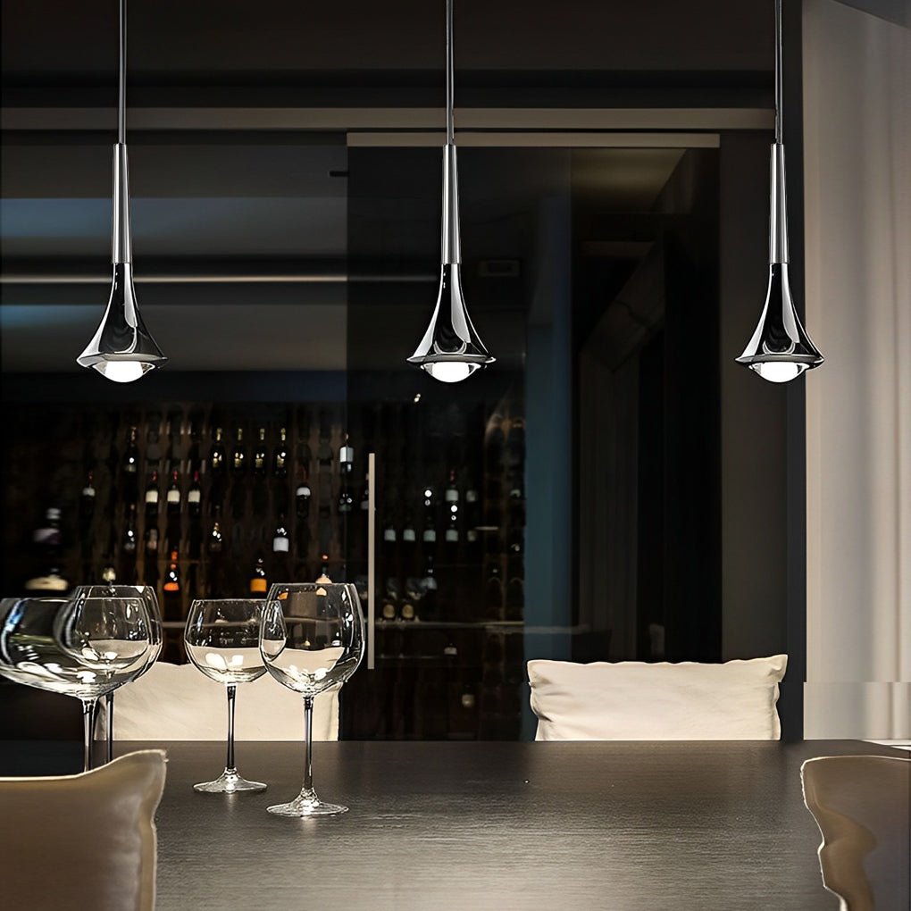 Raindrop Mini Pendant Light — Metal, 1-Light LED 5W, 3.35" W, Black / Gold / Chrome