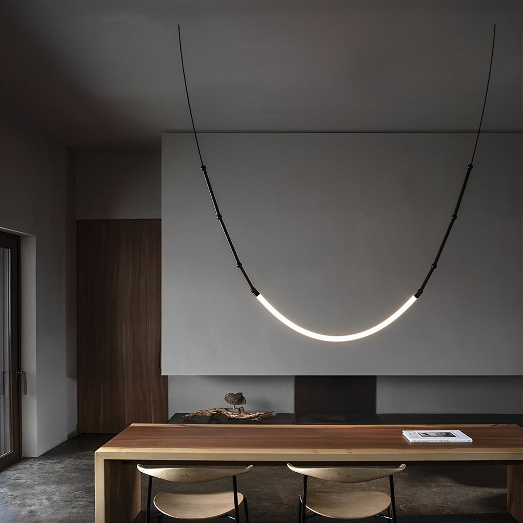 Staircase Chandelier with Bamboo Knot Design — Black Iron, LED, Adjustable 79" Wire, 1/3/6-Light