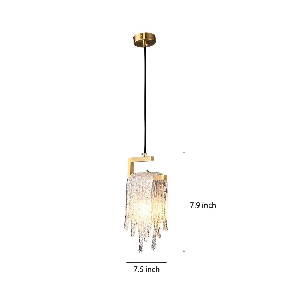 Modern Mini Pendant Light — Copper and Handmade Glass, LED, Button Switch, 3W 3000K, 7.5" Wide