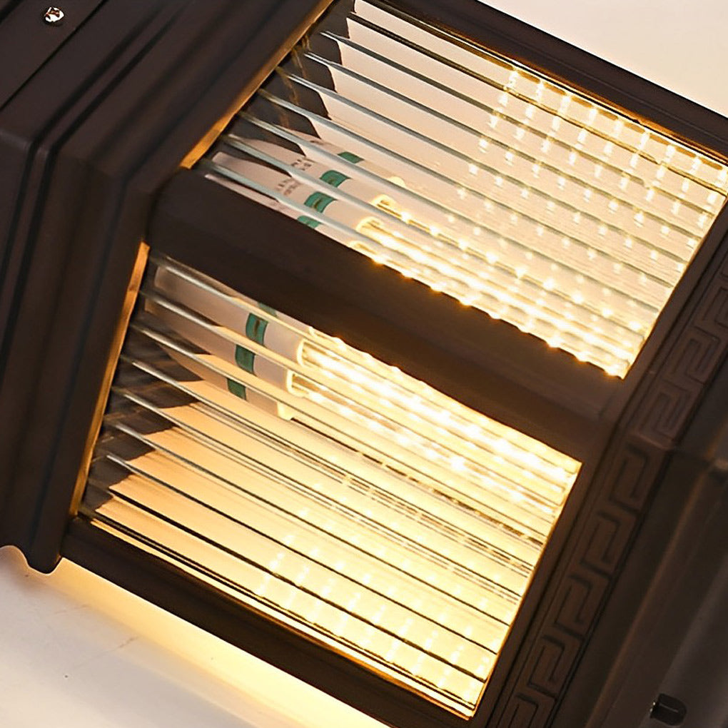 Retro Grille Outdoor Solar Fence Post Light — Die-Cast Aluminum & Glass, IP55, E27, Two Sizes
