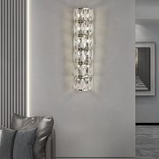 Cylindrical Crystal Wall Sconce — Stainless Steel, G9 Hardwired, Three-Step Dimming, 3-Light / 4-Light / 6-Light