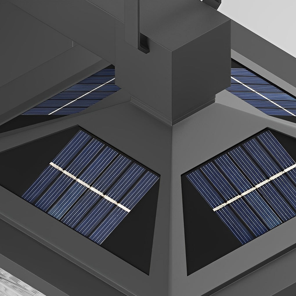 Black Retro Solar Outdoor Wall Sconce — Die-Cast Aluminum, Thickened Glass, IP23 Waterproof