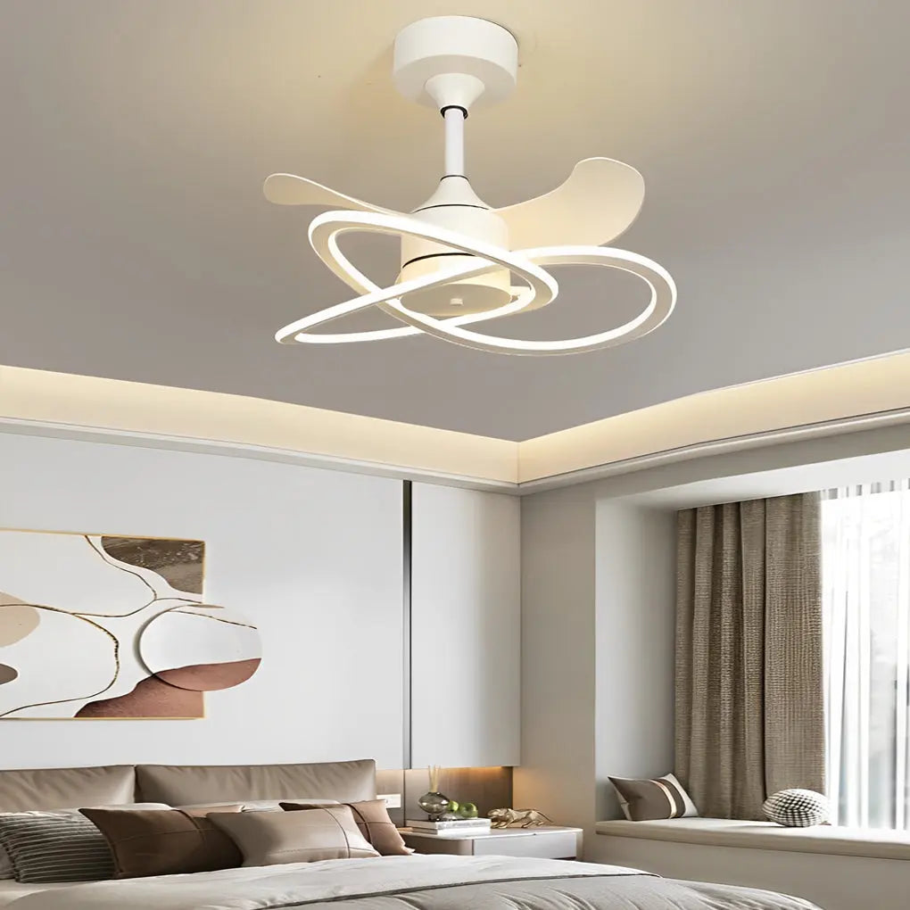 Nordic Bladeless Ceiling Fans with Waves Flower LED, Mute Function, and Creative Timing Luxe