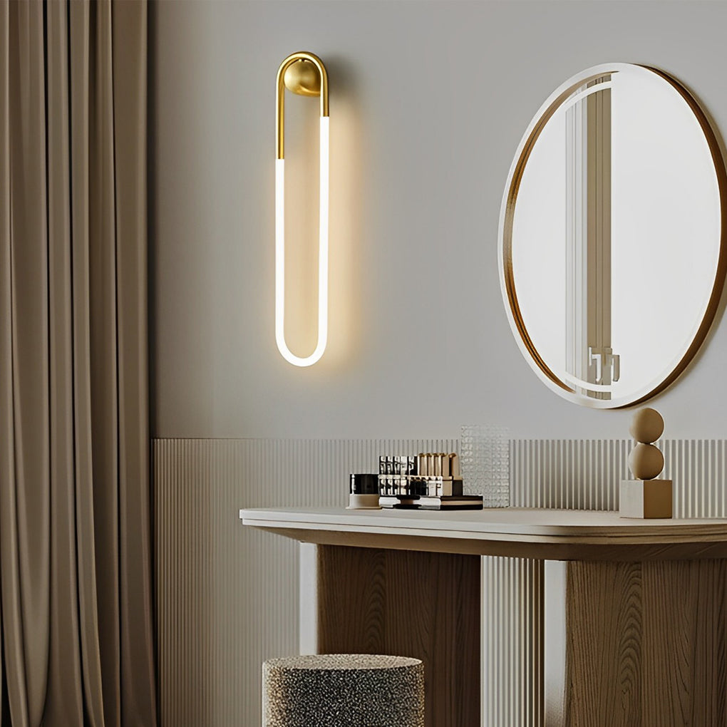 Minimalist Round-Rectangular Wall Sconce — Copper & Black, Brass, Acrylic Shade, 9W/18W LED, Three-Step Dimming, 3000K/4500K/6000K