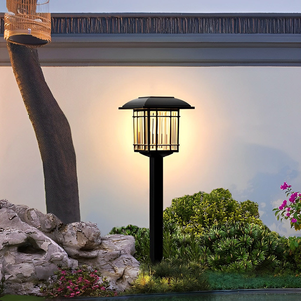 Vintage-Modern Square Solar Path Lights, 2-Pack — Black ABS, LED 0.2W, IP44, 6–10 Hr Runtime