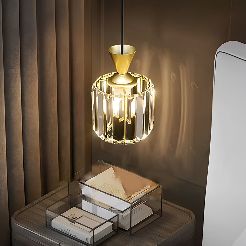 Round and Square Crystal Mini Pendant — Black and Gold, E27, Three-Step Dimming, 3000K/4500K/6000K