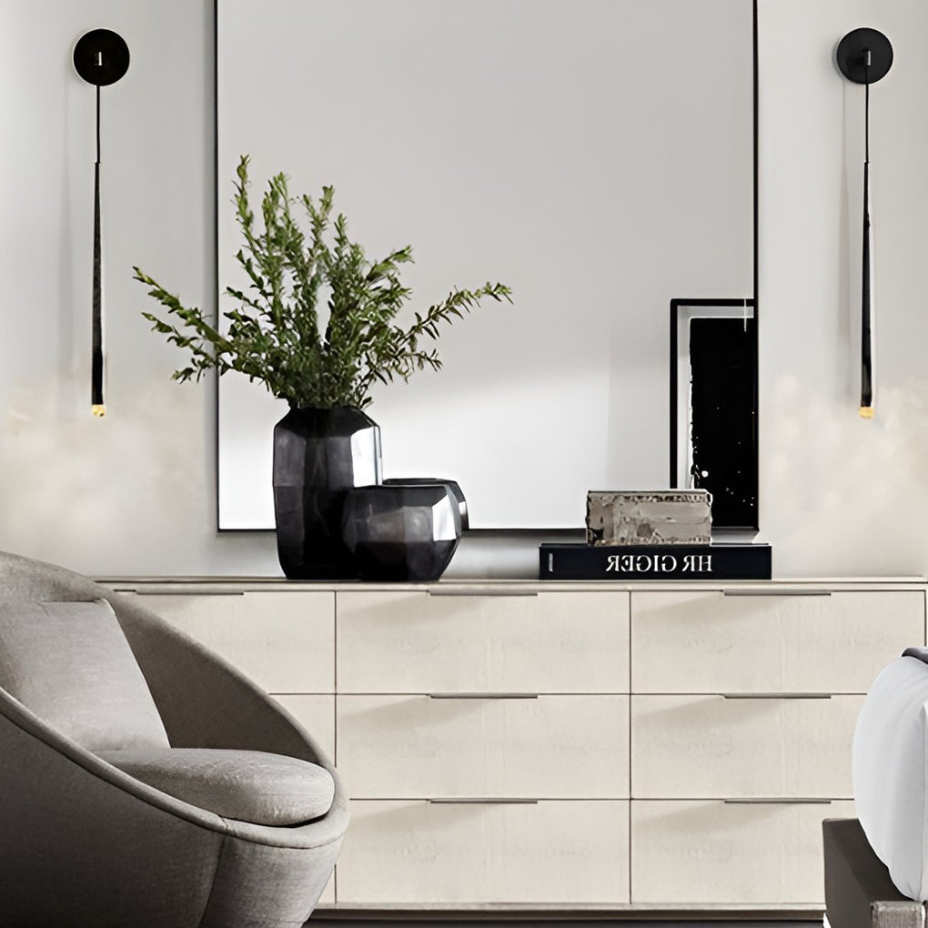 Crystal Strip LED Wall Sconce — Metal, Modern Minimalist, Gold or Black, 20" or 24"