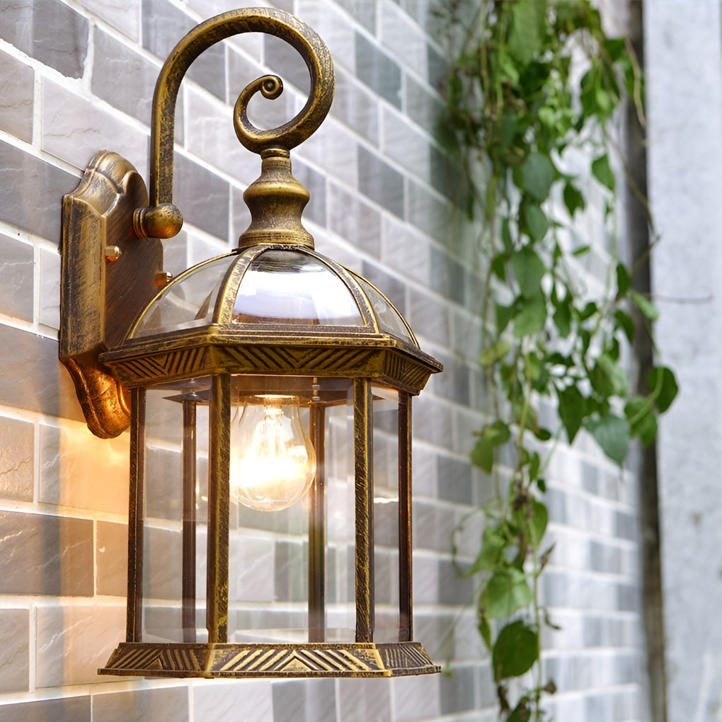 Vintage Double-Layer Glass Outdoor Wall Sconce — Die-Cast Aluminum, E27, IP-Rated Weatherproof