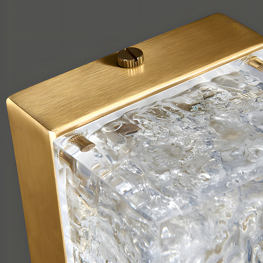 Rectangular Modern Wall Sconce — Brass and Clear Resin, Hardwired LED, 24W / 36W, 3000K Warm White