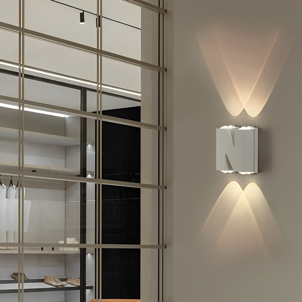 Modern Waterproof LED Outdoor Wall Sconce Lighting with N/V/W Letters - Creative Design
