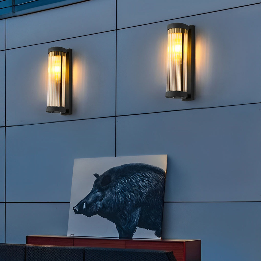 Modern Black Solar / Hardwired Outdoor Wall Sconce — Stainless Steel and Glass, LED, IP54 Weatherproof