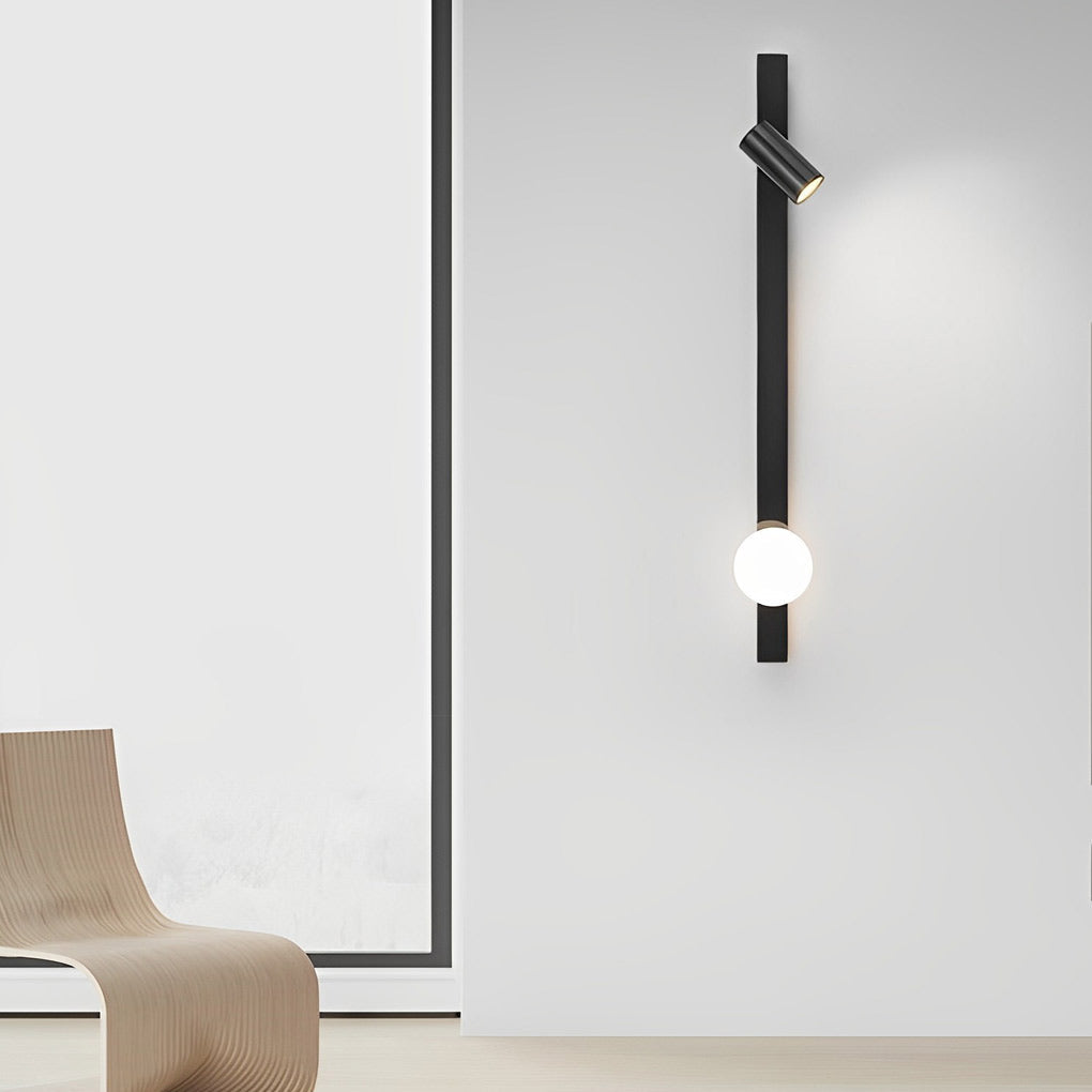 Linear Wall Sconce with Adjustable Spotlight — Black and Gold, Copper and Glass, Three-Step Dimming (3000K/4500K/6000K), LED, 31"